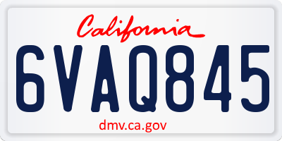 CA license plate 6VAQ845