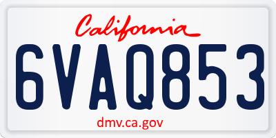 CA license plate 6VAQ853