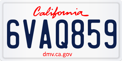 CA license plate 6VAQ859