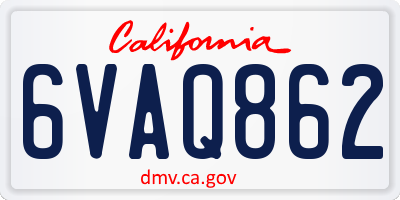 CA license plate 6VAQ862