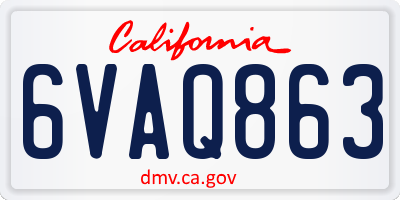 CA license plate 6VAQ863