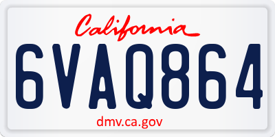 CA license plate 6VAQ864