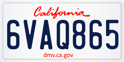 CA license plate 6VAQ865