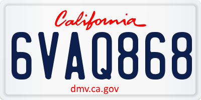 CA license plate 6VAQ868