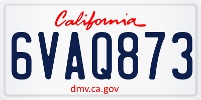 CA license plate 6VAQ873