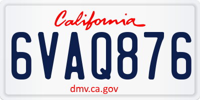 CA license plate 6VAQ876