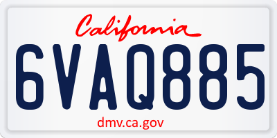 CA license plate 6VAQ885
