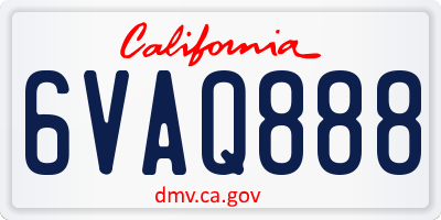 CA license plate 6VAQ888