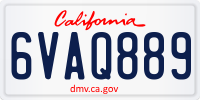 CA license plate 6VAQ889
