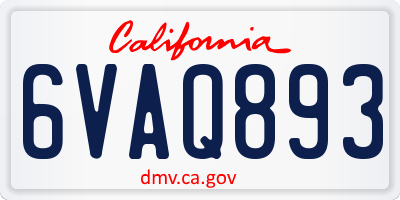 CA license plate 6VAQ893