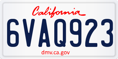 CA license plate 6VAQ923