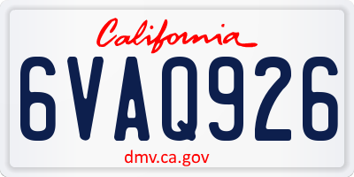 CA license plate 6VAQ926