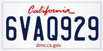 CA license plate 6VAQ929