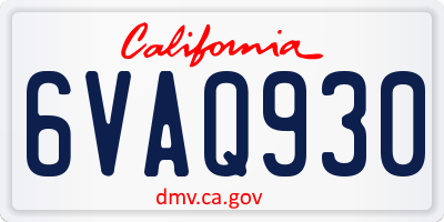 CA license plate 6VAQ930