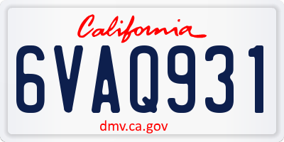 CA license plate 6VAQ931