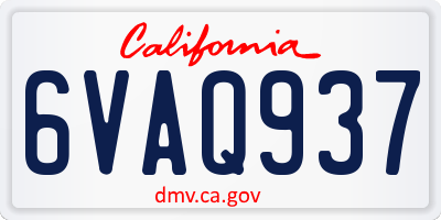 CA license plate 6VAQ937