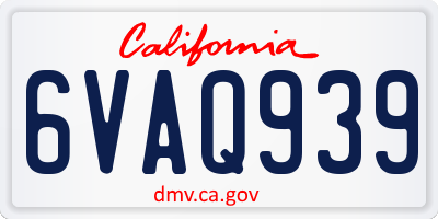 CA license plate 6VAQ939