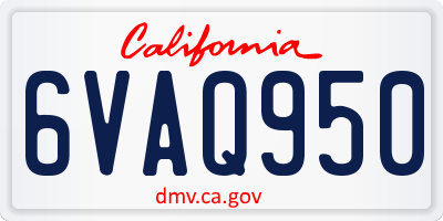 CA license plate 6VAQ950