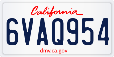 CA license plate 6VAQ954