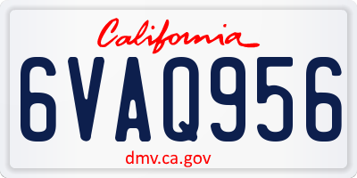 CA license plate 6VAQ956