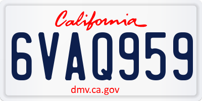CA license plate 6VAQ959