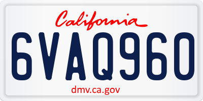 CA license plate 6VAQ960