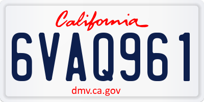 CA license plate 6VAQ961