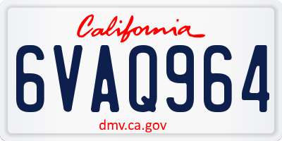 CA license plate 6VAQ964