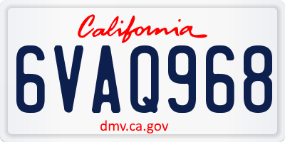 CA license plate 6VAQ968