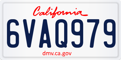 CA license plate 6VAQ979