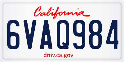CA license plate 6VAQ984