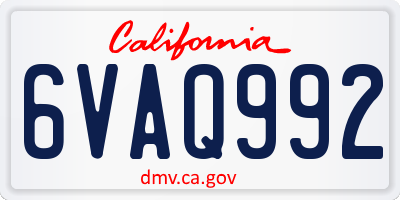 CA license plate 6VAQ992