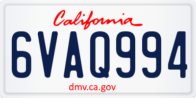 CA license plate 6VAQ994