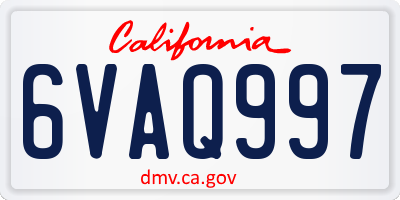 CA license plate 6VAQ997