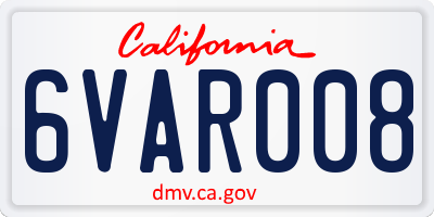 CA license plate 6VAR008