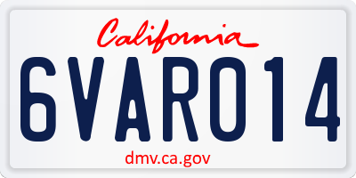 CA license plate 6VAR014