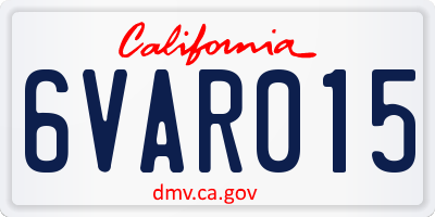 CA license plate 6VAR015