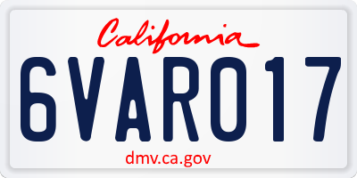 CA license plate 6VAR017