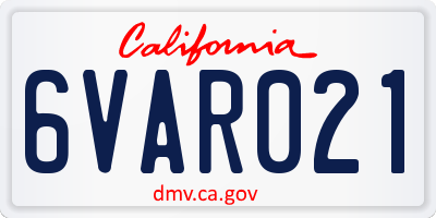 CA license plate 6VAR021