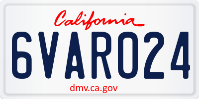 CA license plate 6VAR024