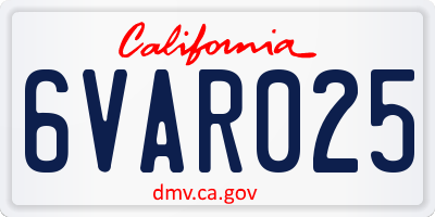 CA license plate 6VAR025