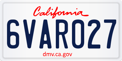 CA license plate 6VAR027