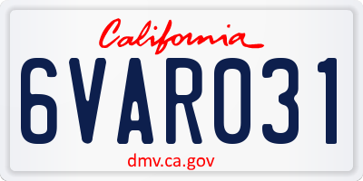 CA license plate 6VAR031