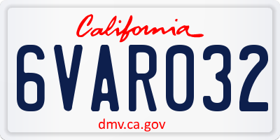 CA license plate 6VAR032