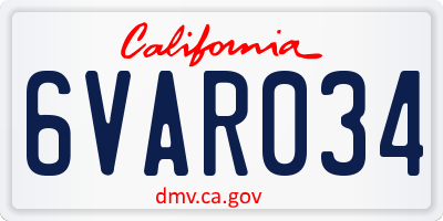 CA license plate 6VAR034