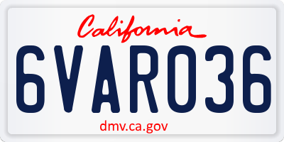 CA license plate 6VAR036
