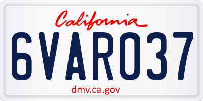 CA license plate 6VAR037