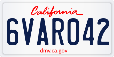 CA license plate 6VAR042