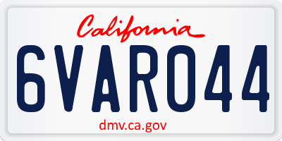 CA license plate 6VAR044