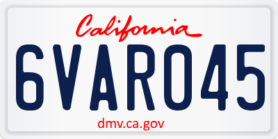 CA license plate 6VAR045